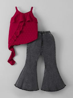 Hopscotch - Ruffled Denim Top and Jeans