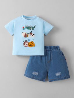 Hopscotch - Dog Applique Denim T-Shirt and Short
