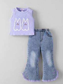 Hopscotch - Bunny Embroidered Top and Jeans
