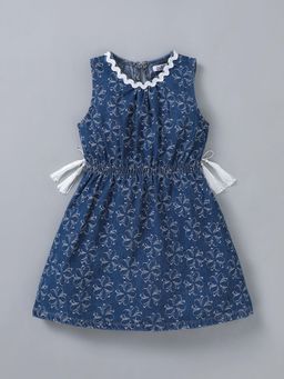 Hopscotch - Lace Textured Denim Dress