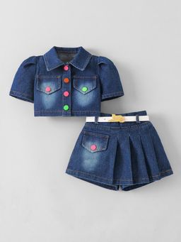 Hopscotch - Denim Skort and Blouse with Belt