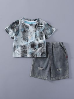Hopscotch - Distressed Denim T-Shirt and Short