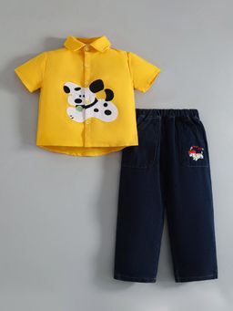 Hopscotch - Puppy Embroidered Denim Barrel Shirt and Jeans