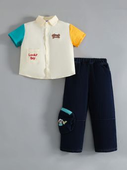 Hopscotch - Colour Blocked Denim Barrel Shirt and Jeans
