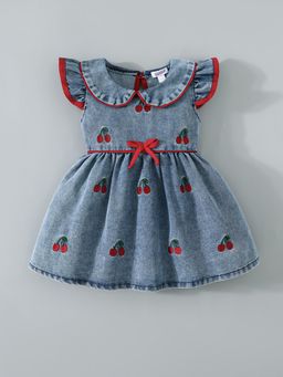 Hopscotch - Cherry Embroidery Denim Dress