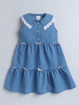 Hopscotch - Bow Applique Denim Dress