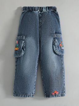 Hopscotch - Teddy Embroidered Denim Barrel Jeans