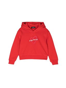 Dsquared2 - Girls Red Stylised Heart-Print Hoodie