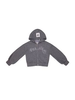 Pinko - Girls Grey Fleece Zip-Up Hoodie