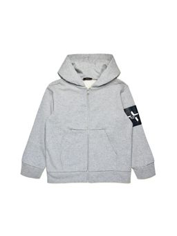 N21 - Boys Grey Logo-Sleeves Zip-Up Jacket