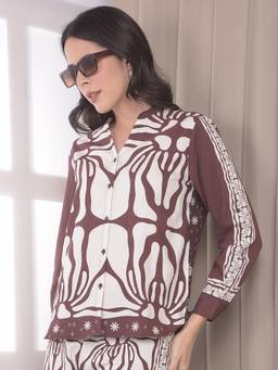 CRIMSOUNE CLUB - Womens Brown Printed Top