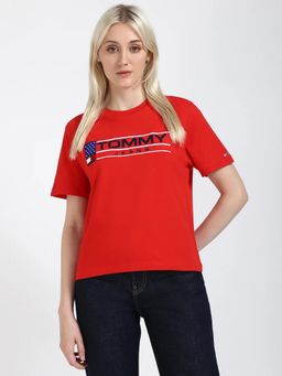 Tommy Hilfiger - Embroidered Logo Regular Fit Cotton T-Shirt