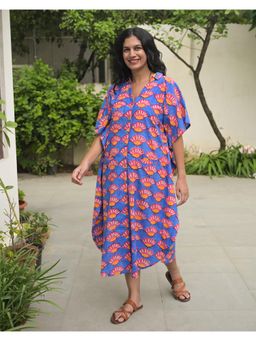 Phutari - Blue Seashells Kaftan Dress