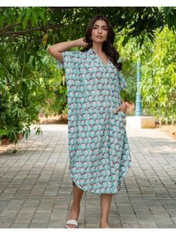 Phutari - Blue Strawberry Kaftan Dress