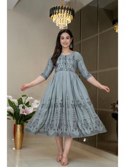 The Perfect Fit Co. - Grey Women's Printed Casual Dress