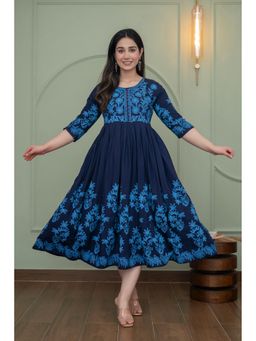 The Perfect Fit Co. - Blue Floral Women's Casual Dress