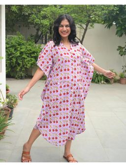 Phutari - Pink Cherries Kaftan Dress