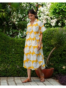 Phutari - Yellow Chehre Kaftan Dress