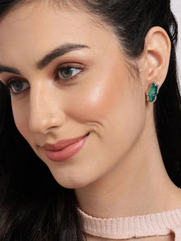 Sohi - Blue Gold Plated Contemporary Studs Earrings