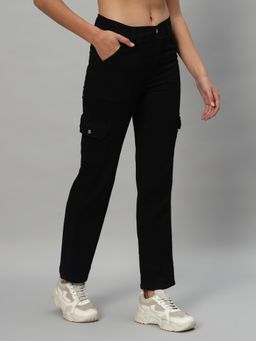 BROOWL - Womens Cargo Black Jeans