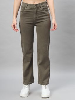 BROOWL - Womens Olive Green Jeans