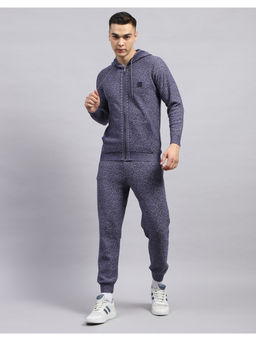 Monte Carlo - Textured Navy Blue Hooded Neck Full Sleeve Tracksuit (Set of 2)
