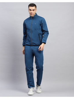 Monte Carlo - Solid Blue Mock Neck Full Sleeve Tracksuit (Set of 2)