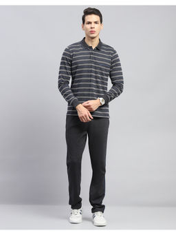 Monte Carlo - Striped Grey Collared Neck Full Sleeve Tracksuit (Set of 2)