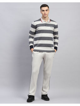 Monte Carlo - Striped Grey Collared Neck Full Sleeve Tracksuit (Set of 2)