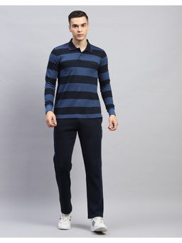 Monte Carlo - Striped Navy Blue Collared Neck Full Sleeve Tracksuit (Set of 2)