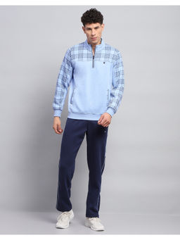 Monte Carlo - Checks Blue Mock Neck Full Sleeve Tracksuit (Set of 2)