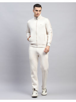 Monte Carlo - Solid Cream Mock Neck Full Sleeve Tracksuit (Set of 2)