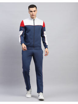 Monte Carlo - Colorblock Navy Blue Mock Neck Full Sleeve Tracksuit (Set of 2)