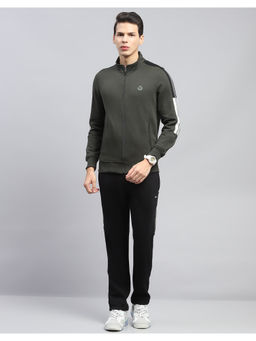 Monte Carlo - Solid Olive Mock Neck Full Sleeve Tracksuit (Set of 2)