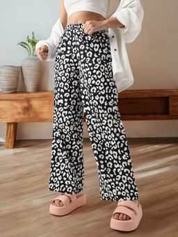 Bewakoof - Women's Black All Over Printed Wide Leg Pyjamas
