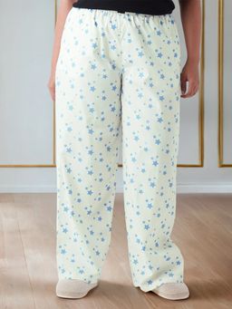 Bewakoof - Women's Off White All Over Printed Plus Size Wide Leg Pyjamas