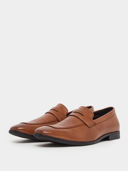 Styli - Men Brown Textured Slip-On Loafers