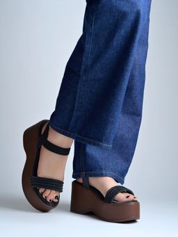 Shoetopia - Women Black Wedges Heels