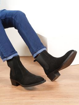 Teakwood - Men Black Suede Leather Chelsea Boots