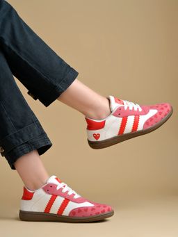 Shoetopia - Women Multi-Color Love-Struck Canvas: Sweetheart Colorblock Sneakers