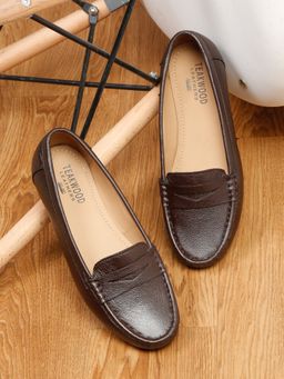 Teakwood - Women Brown Leathers Slip-On Loafers