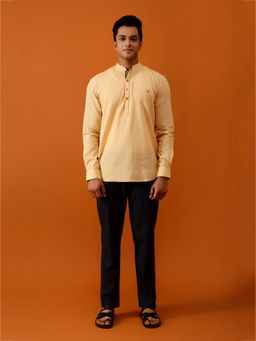 AAVYAM - Light Mustard Cotton Short Kurta