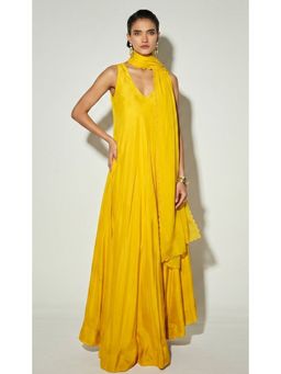 Basanti Kapde aur Koffee - Mustard Silk Anarkali With Dupatta
