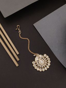 Abdesigns - Elite Gold Plated Polki Kundan Studded Maangtikka