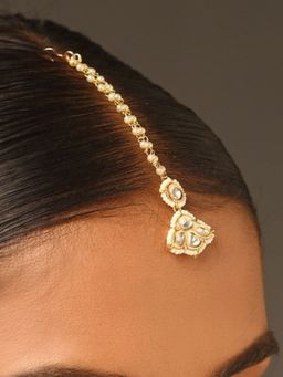 Abdesigns - Elite Gold Plated Kundan Polki Floral Maangtikka
