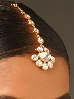 Abdesigns - Elite Gold Plated Kundan Polki Studded Maangtikka