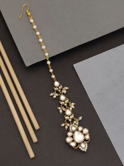 Abdesigns - Stylish Gold Plated Polki Kundan Maangtikka