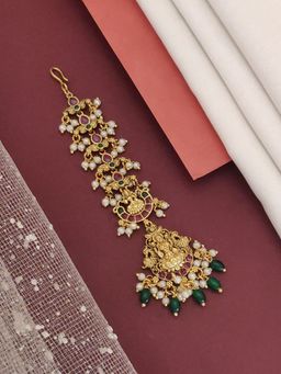 Abdesigns - Elite Gold Plated Kemp Stone Studded Temple Maangtikka