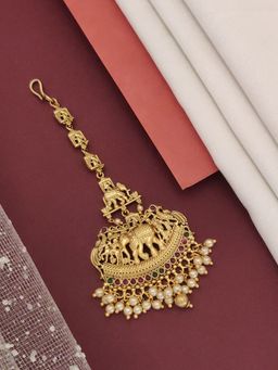 Abdesigns - Elite Gold Plated Kemp Stone Studded Maangtikka