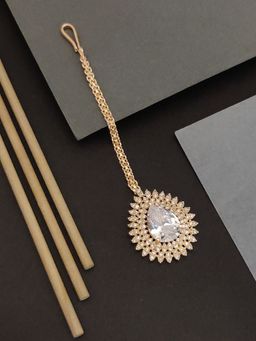 Abdesigns - Stylish Gold Plated American Diamond Maangtikka